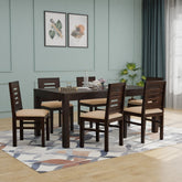 Due Solid Sheesham Wood Six Seater Dining Set (Walnut Finish)